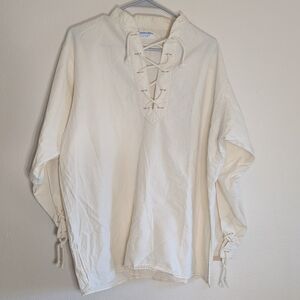Renaissance Medieval Peasant Tunic 100% Cotton Cuff And Neck Lace Up